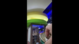Owner calls his pet cat with the sound of tin can