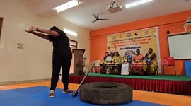 Woman's Herculean world record attempt as they batters tyre 3,000 times with heavy hammer