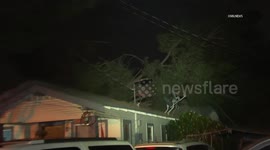 USA: Pomona Family Displaced After Tree Falls Onto House With On Camera Interviews