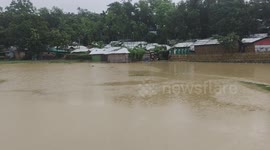 Flooding water in Cox's Bazar, Rohingya Refugee camp of Bangladesh.