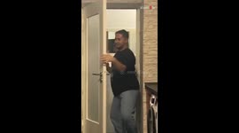 Boy accidentally smashes through glass door while playing in apartment