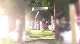 Moment huge brawl breaks out at Wendy's drive thru
