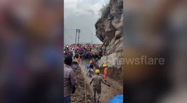 Ramp construction for pedestrians and bikes begins in northern India after successful blasting