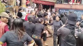 Unique Traditional tradition of mothers fighting over buffalo at death ceremonies in South Sulawesi, Indonesia