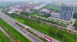 China: Subei Canal Container Terminal Working Scene in Huai'an