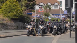 The worlds most infamous Biker Club, Hundreds of members of The Hells Angels visit a seaside Town. Newquay, Cornwall, UK