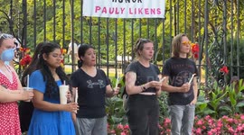 Vigil for murdered transgender teen Pauly Likens at Penn State’s Allen Street Gates in State College, Pa. on July 13, 2024.