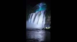Breathtaking night view of China's Huangguoshu Waterfall