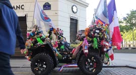 Eccentric customized “Paralympic Games” quad vehicule. Champs-Elysées, Paris, France. 14 july 2024. (Paris Olympic Games 2024).