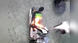 China: Terrifying Video Shows Electric Bike Ignite and Explode in Mere Seconds