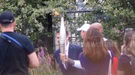Olympic Flame held by the soccer star Thierry HENRY. Rond-Point des Champs-Elysées. Paris, France. 14 july 2024,12h50.