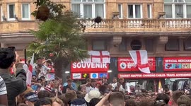 Drunk fans uproot plants in London's Leicester Square ahead of England v Spain final