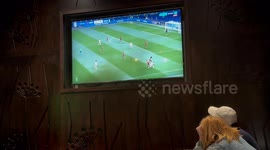 First half of England vs Spain game shown at Charlie Chans Bar in Sydney, Australia