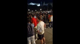 Spanish Fans celebrate Euro win at Trafalgar Square Central London