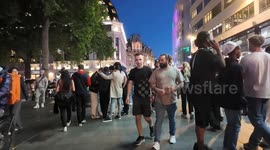 Spanish Football fans get abuse from England fans as they celebrate their win against England