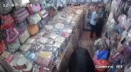 Escaped bulls attack two women in clothes shop in India