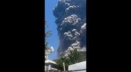 Ash cloud eruption at Stromboli Volcano