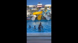 Gravity-defying waterslide flip in Malta