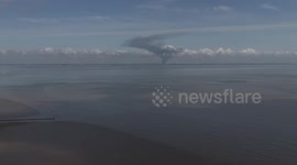Patrington, near Hull ,large smoke  plume filmed from dji mini 4 pro over Cleethorpes