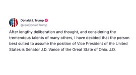 Trump picks Ohio senator J.D. Vance as running mate