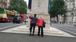 UK: Protesters Lay Palestine Flag Paint Next to Cenotaph in London