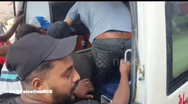 The Palestine Red Crescent Society teams transported four martyrs and three injured individuals following the targeting of a home in Al-Maghazi Camp in the central Gaza Strip yesterday