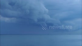 Shelf Cloud seen forming over the Thames Estuary off Kent, UK