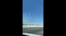 Unusual jet smoke colors over Las Vegas on July 4th weekend