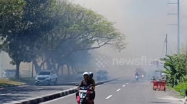 Peat Lands Burning Heavily In Bali, Indonesia, Are Endangering Foreign Tourist Drivers