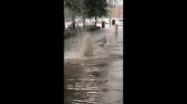 Toronto flood 2024 downtown cars driving lakeshore flooding city