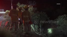 United States: Hollywood Hills West Car Flies off Mulholland Drive