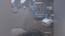 Policeman suspended for ramming petrol station attendant and driving away