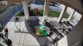 Woman Tries to Move a Splash Pad and Ends Up Flying Backwards