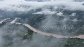China: Tuibid Qingjiang River Floods in Enshi
