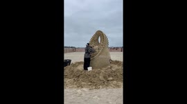 Sand Sculptor Melineige Beauregard uses skill and imagination to create