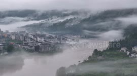 China: Qingjiang River shrouded in Clouds in Enshi