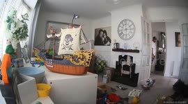 Pigeon intrusion caught on camera in UK home