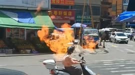 Flames shoot out from sewer openings as underground gas pipeline leaks in China