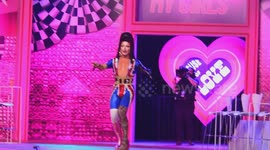 British drag queen Roxxxy Andrews in the RuPaul’s Drag Race 2024 in Los Angeles convention center California.