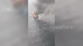 Major fire on cargo ship carrying hazardous materials off coast in western India