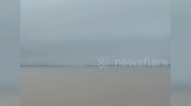 India: Lightning strikes dam in western India during monsoon rains