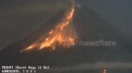 Mount Merapi in Indonesia spews intense hot clouds as far as 1,200 meters and incandescent lava