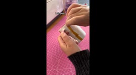 Gnomes appear on mugs through a simple peeling process
