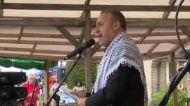 The Palestinian Ambassador, Husam S Zomlot, speaks at Tolpuddle Trade Union Rally Dorset