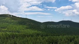 China: Huapi Ridge Forest Wind Power Plant in Zhangjiakou