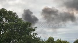 UK: Thick, Black Smoke Billows From Fire At Recycling Center In Hitchin