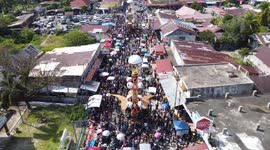 Aerial Video Thousands of people flock to the Tabuik Festival to throw mystical statues into the sea.
