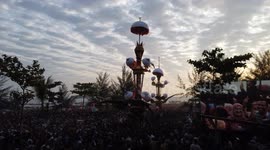 Aerial Video Thousands of people flock to the Tabuik Festival to throw mystical statues into the sea.