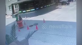 Visually impaired English teacher falls into open manhole