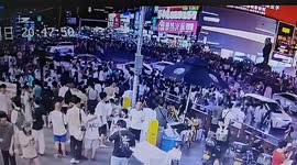 Eight injured as out-of-control car ploughs into pedestrians and parked vehicles in southern China